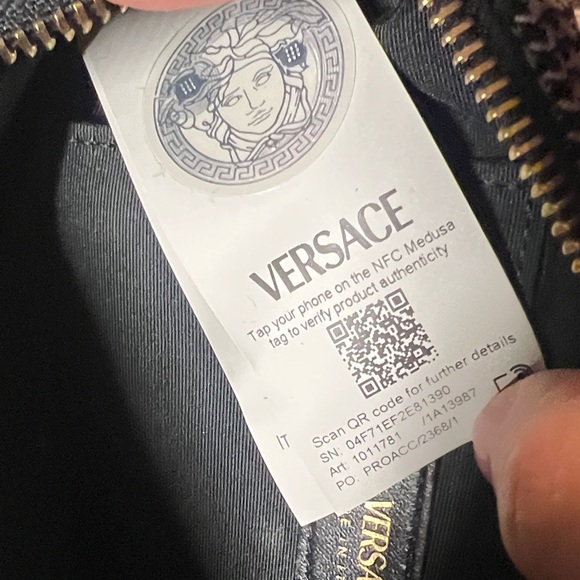 Versace Mini Barrel Bag – Houndstooth Fabric & Lamb Leather - NWT - Picture 9 of 16